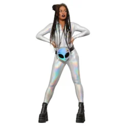 Catsuit Sølv Holograpic Kostume
