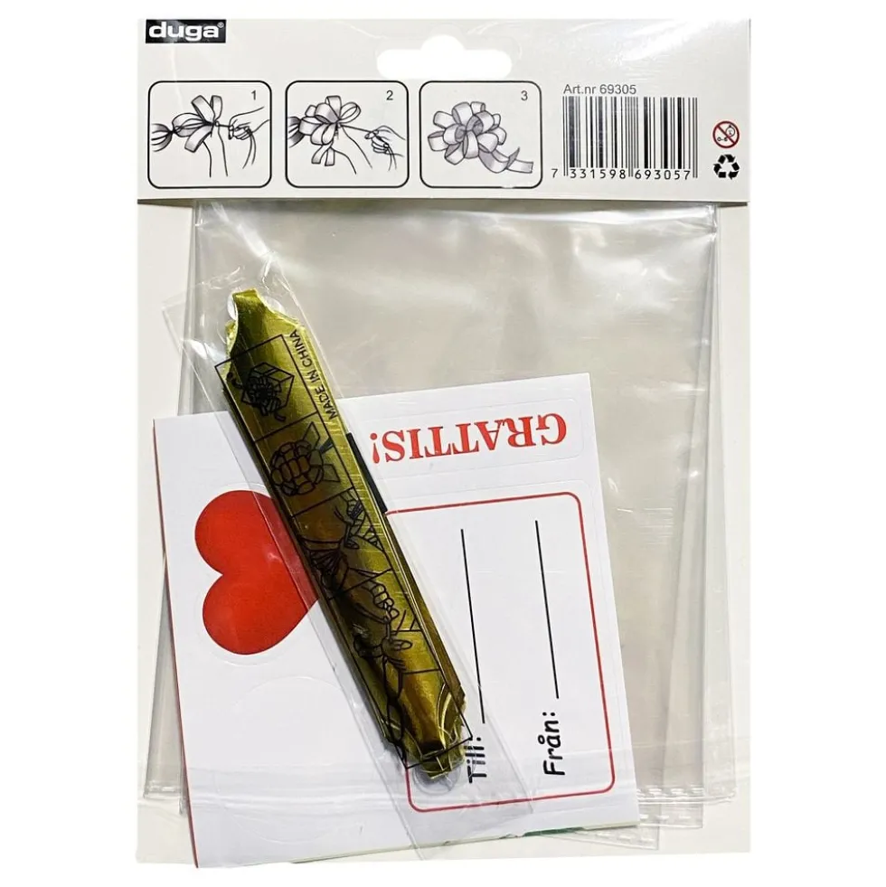 Cellofanpose med Sløjfe og Stickers