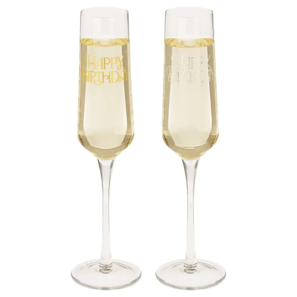 Champagneglas Sæt Happy Birthday