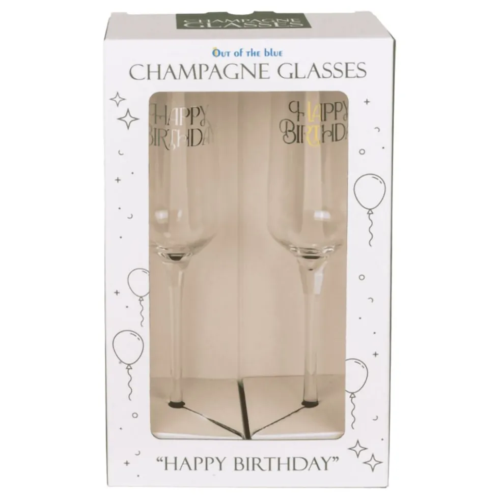 Champagneglas Sæt Happy Birthday