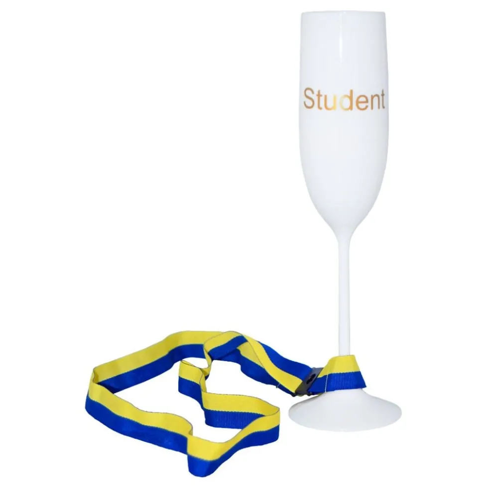 Champagneglas Student med Bånd