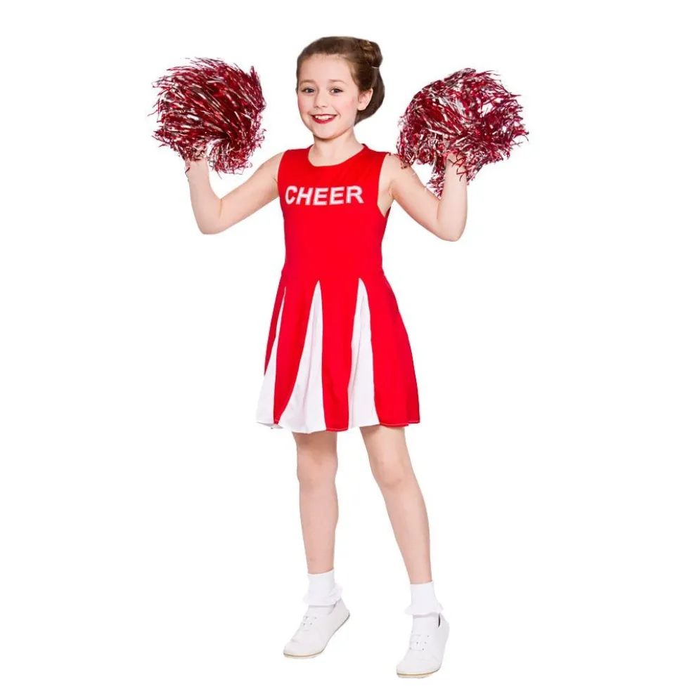 Cheerleader Børnekostume Rødt/Hvidt