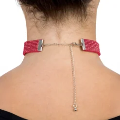 Choker Halskæde med Røde Strasssten