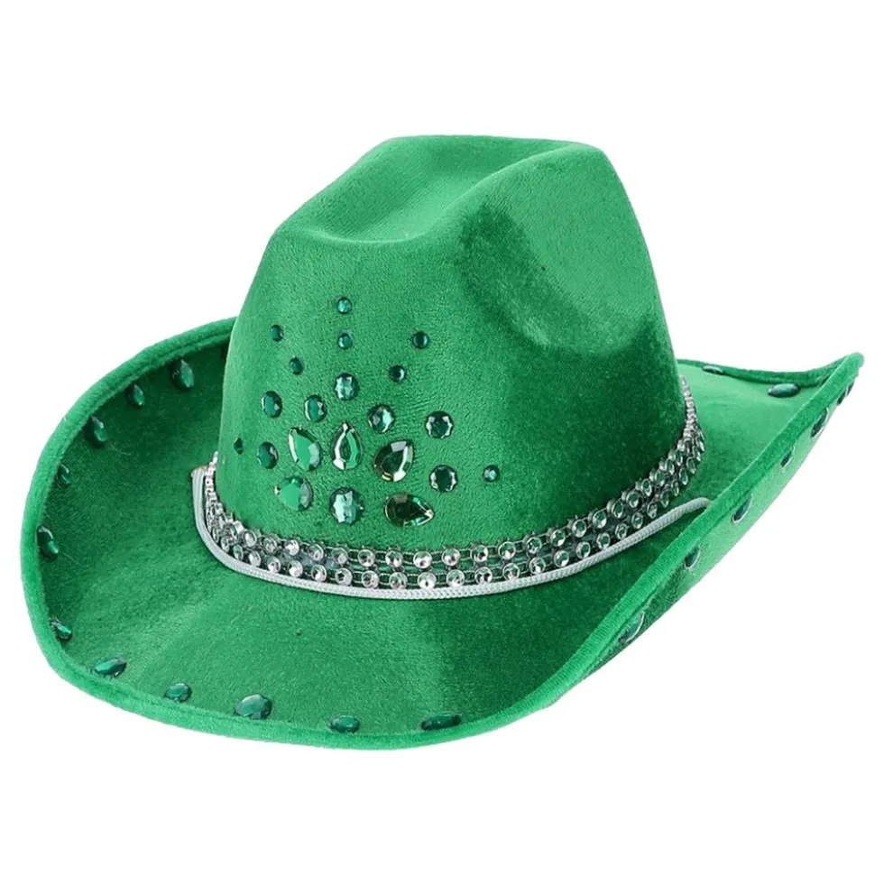 Cowboyhat Grøn med Sten