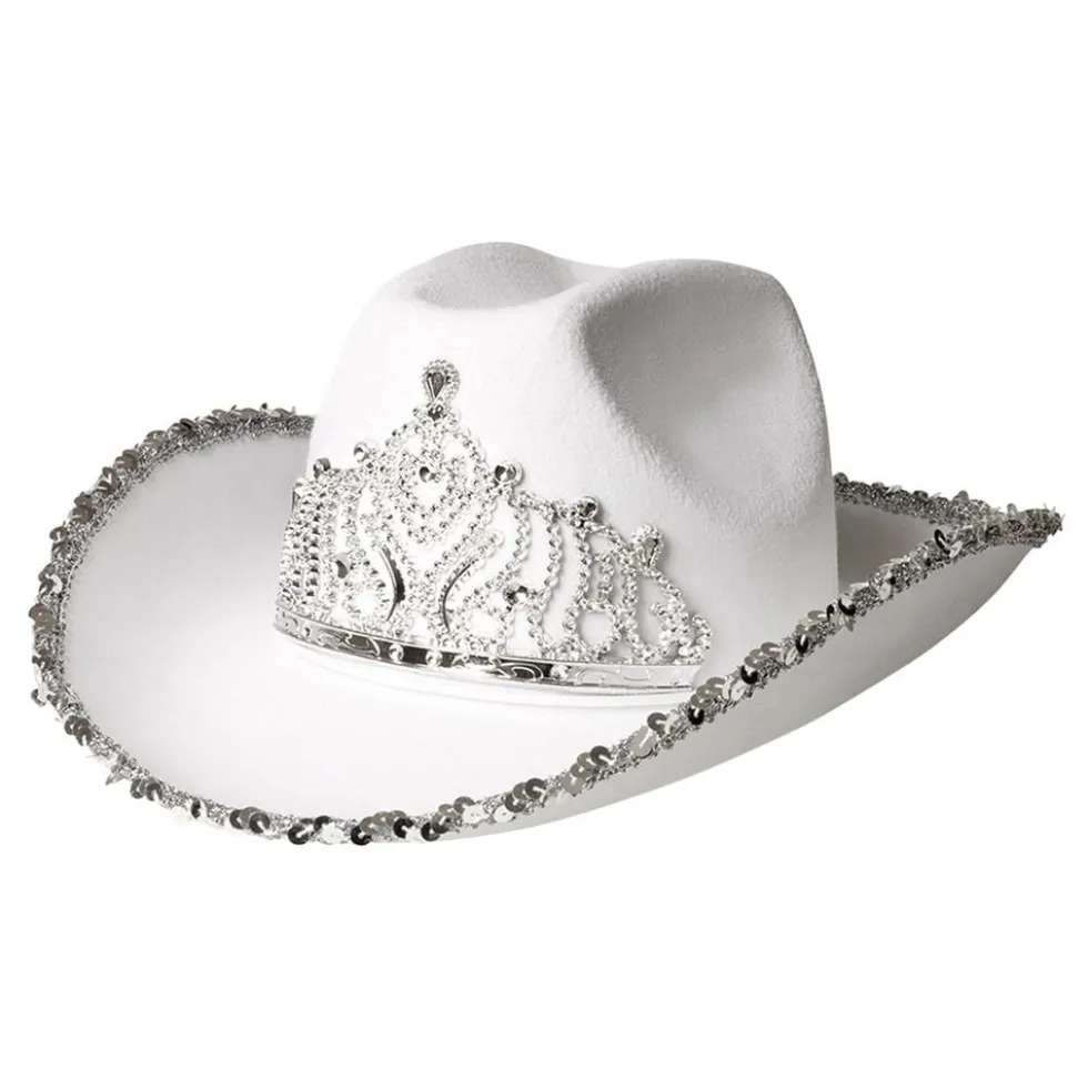 Cowboyhat Hvid med Tiara
