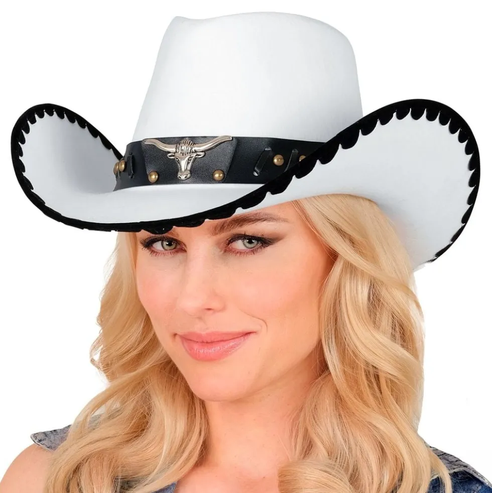 Cowboyhat Hvid med Tyr