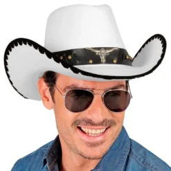 Cowboyhat Hvid med Tyr