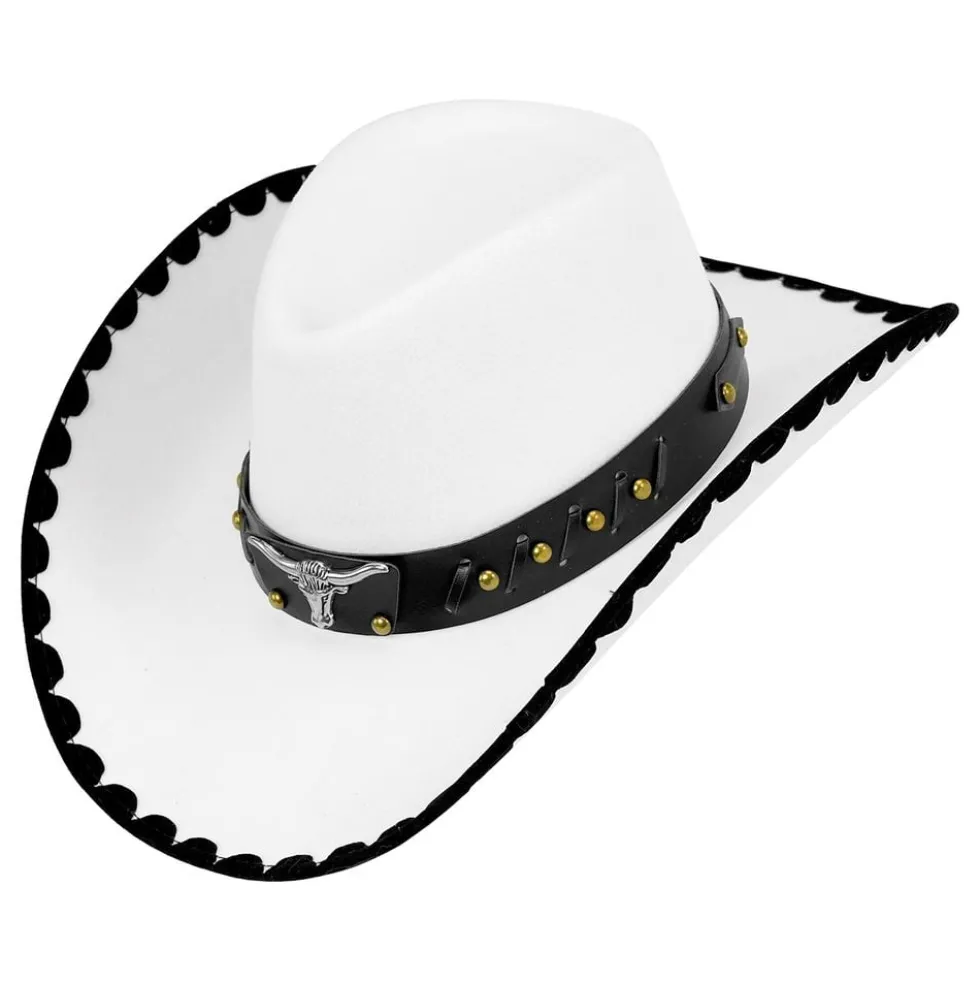 Cowboyhat Hvid med Tyr