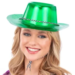 Cowboyhat i plast grøn Metallic