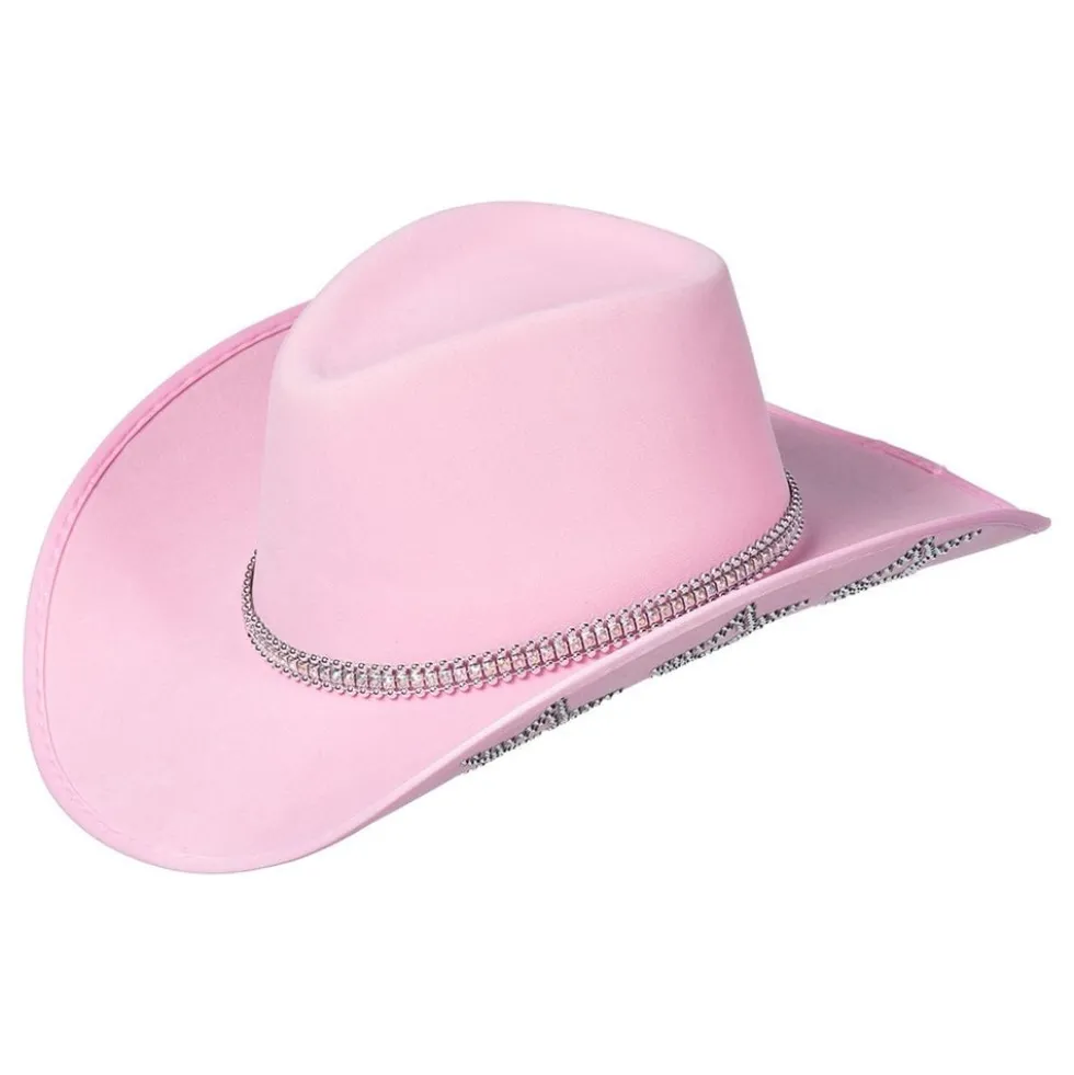 Cowboyhat Lyserød med Glimmerstjerner