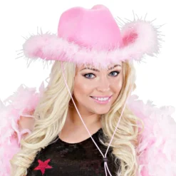 Cowboyhat Lyserød med Plyskant