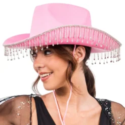 Cowboyhat med Strass Lyserød