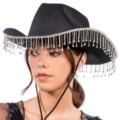 Cowboyhat med strass sort