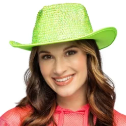 Cowboyhat med Strass UV Neongrøn