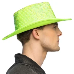 Cowboyhat med Strass UV Neongrøn