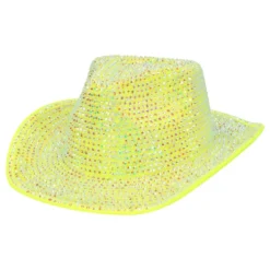 Cowboyhat med Strass UV Neongul