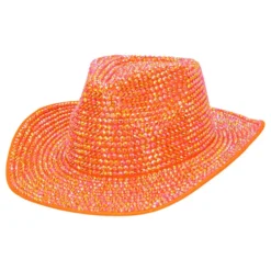 Cowboyhat med Strass UV Neonorange