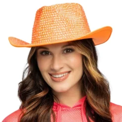 Cowboyhat med Strass UV Neonorange