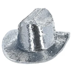 Cowboyhat Sølv med Pailletter