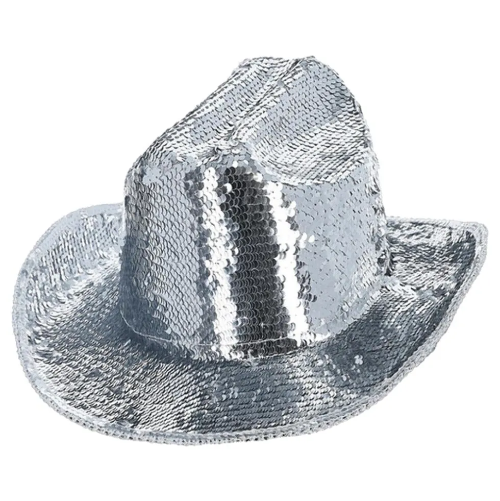 Cowboyhat Sølv med Pailletter