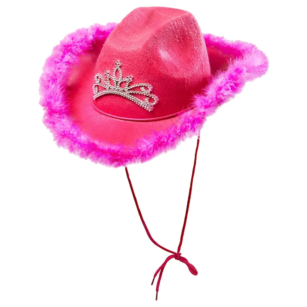 Cowgirl Hat med Lyserødt Plys