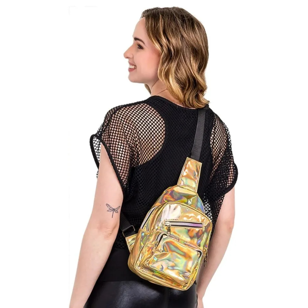 Crossbody Taske Holografisk Guld