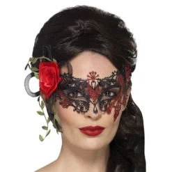 Day of the Dead Øjemaske med Rose