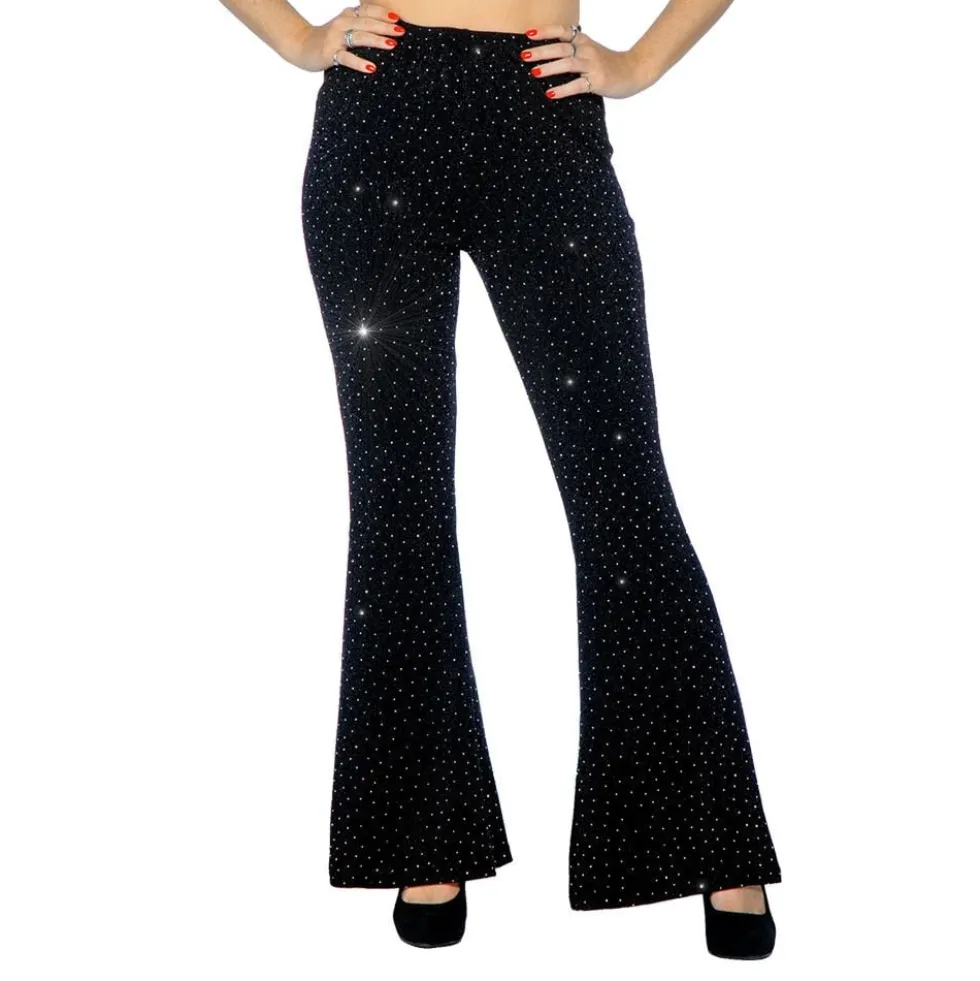 Discobukser Udsvingede Glitter Sort Dame