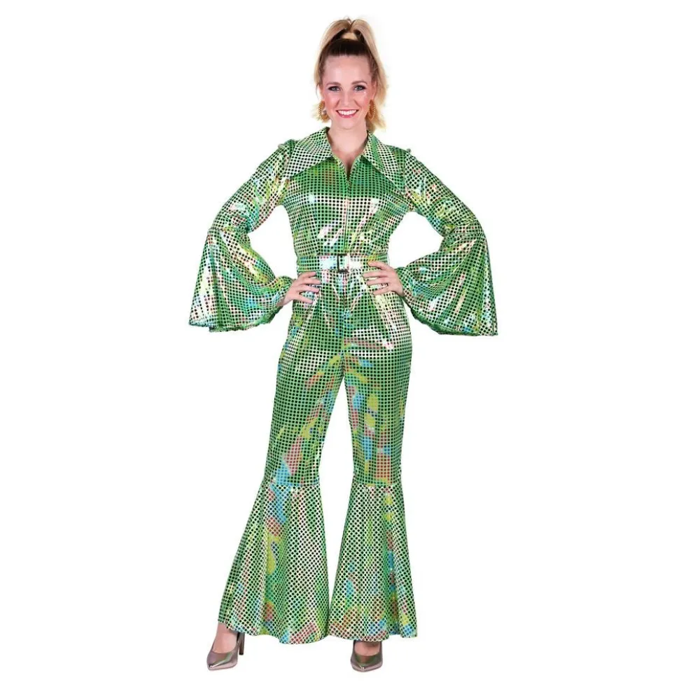 Disco Jumpsuit Grøn Farveskinnende Kostume