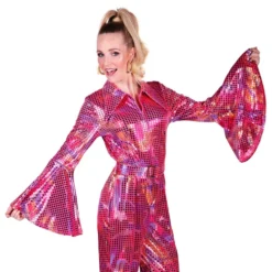 Disco Jumpsuit Lyserød Farveskinnende Kostume