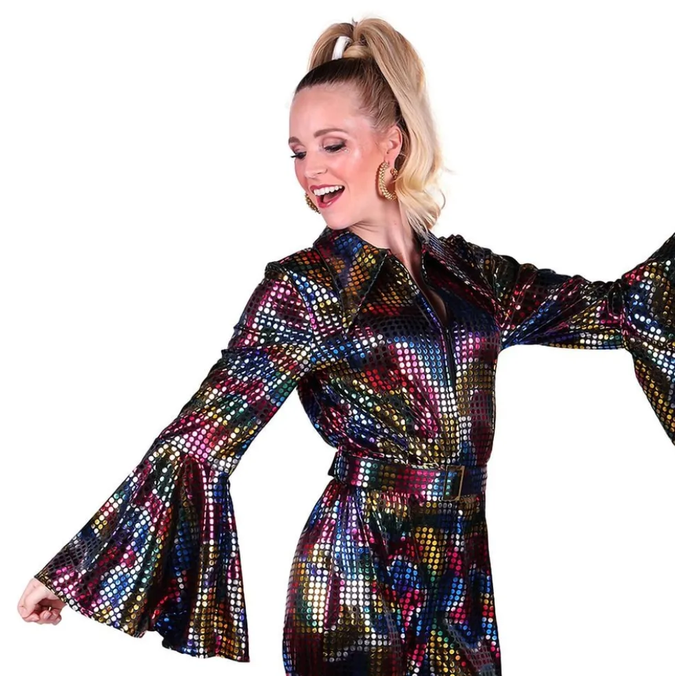 Disco Jumpsuit Sort Farveskinnende Kostume