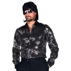 Disco Skjorte Herre Sort/Sølv Deluxe