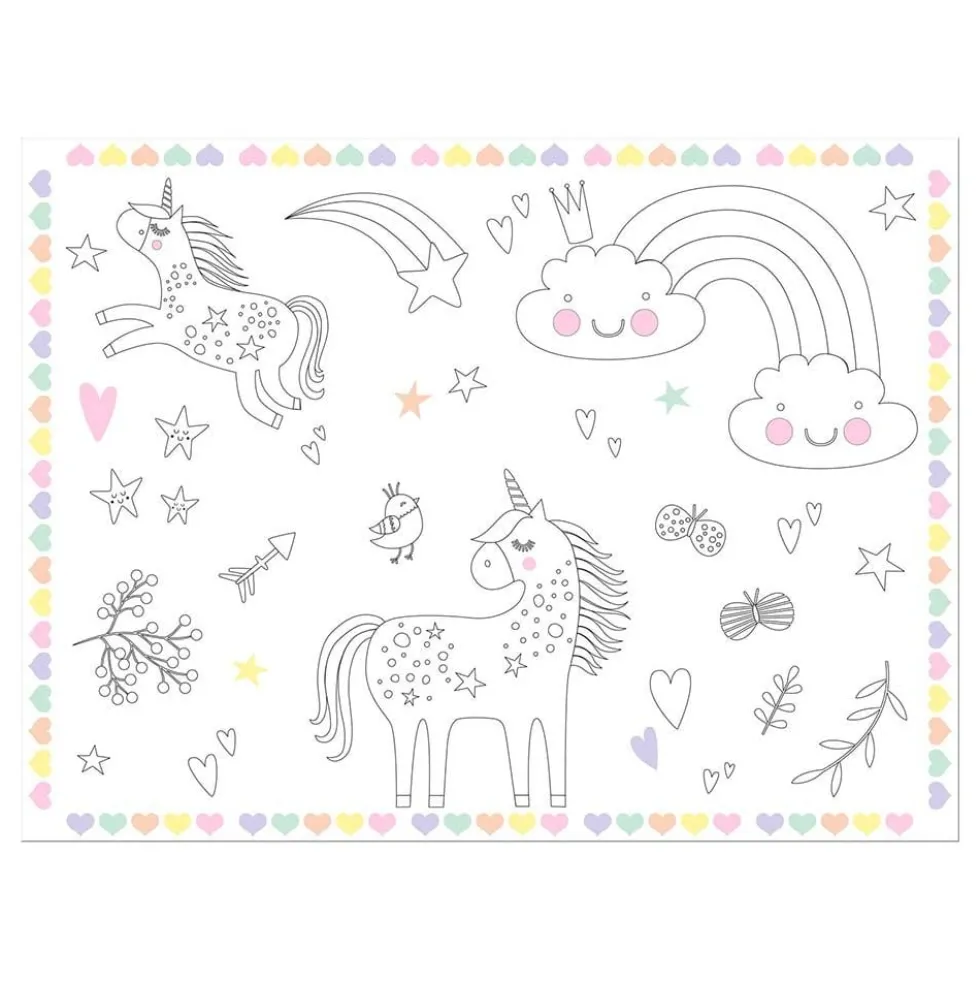 Dækkeservietter Mal Selv Unicorns & Rainbows
