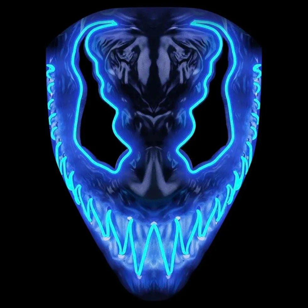 El Wire Djævel Blå LED Maske