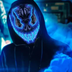 El Wire Djævel Blå LED Maske