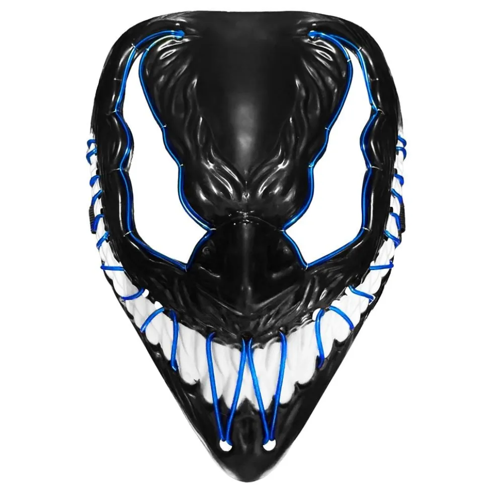 El Wire Djævel Blå LED Maske