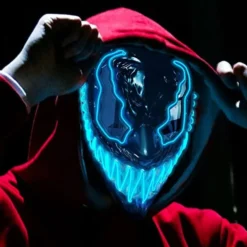 El Wire Djævel Blå LED Maske