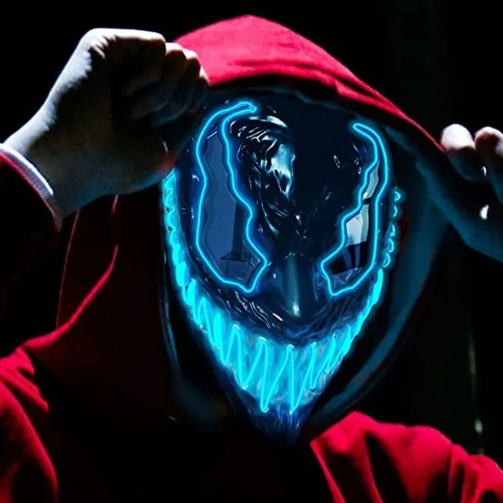 El Wire Djævel Blå LED Maske