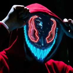El Wire Djævel Rød/Blå LED Maske