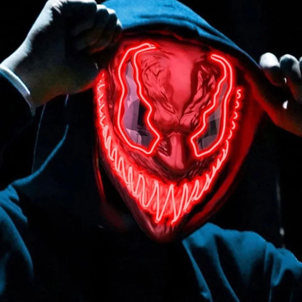 El Wire Djævel Rød LED Maske