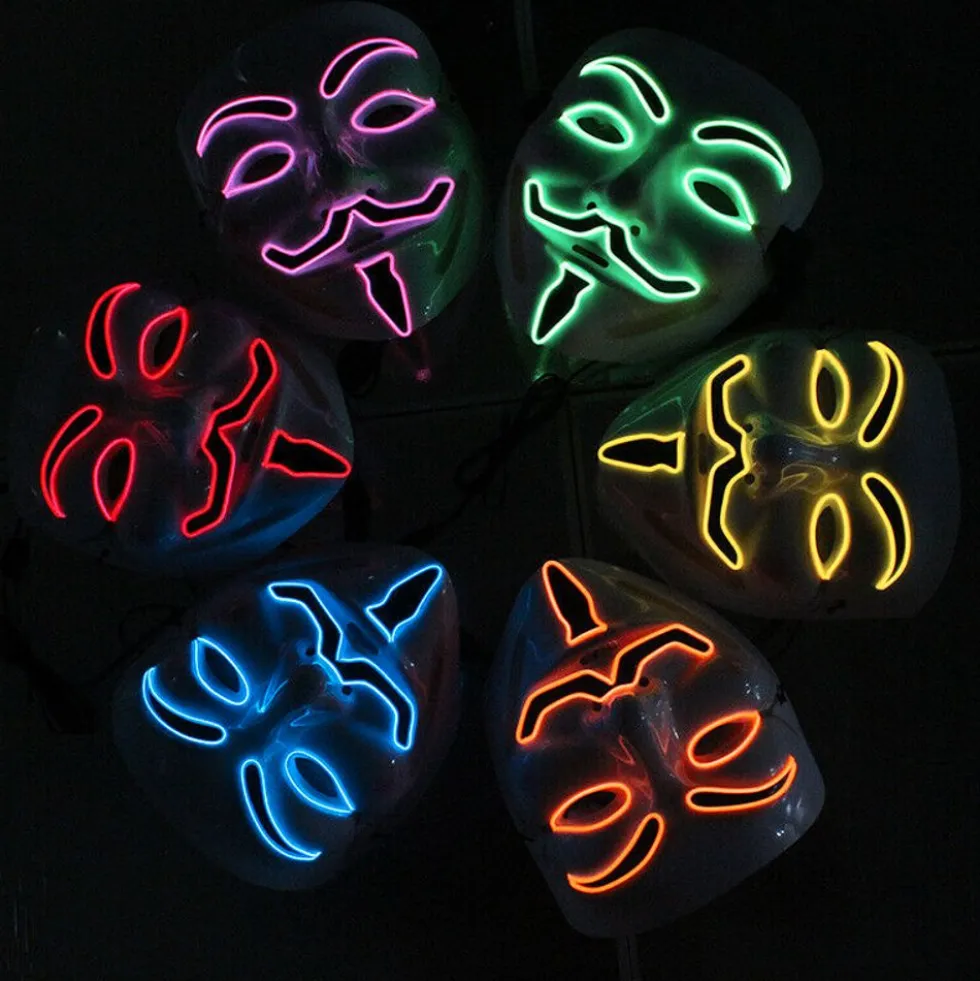 EL Wire V For Vendetta LED Maske