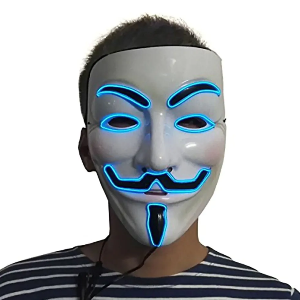 EL Wire V For Vendetta LED Maske