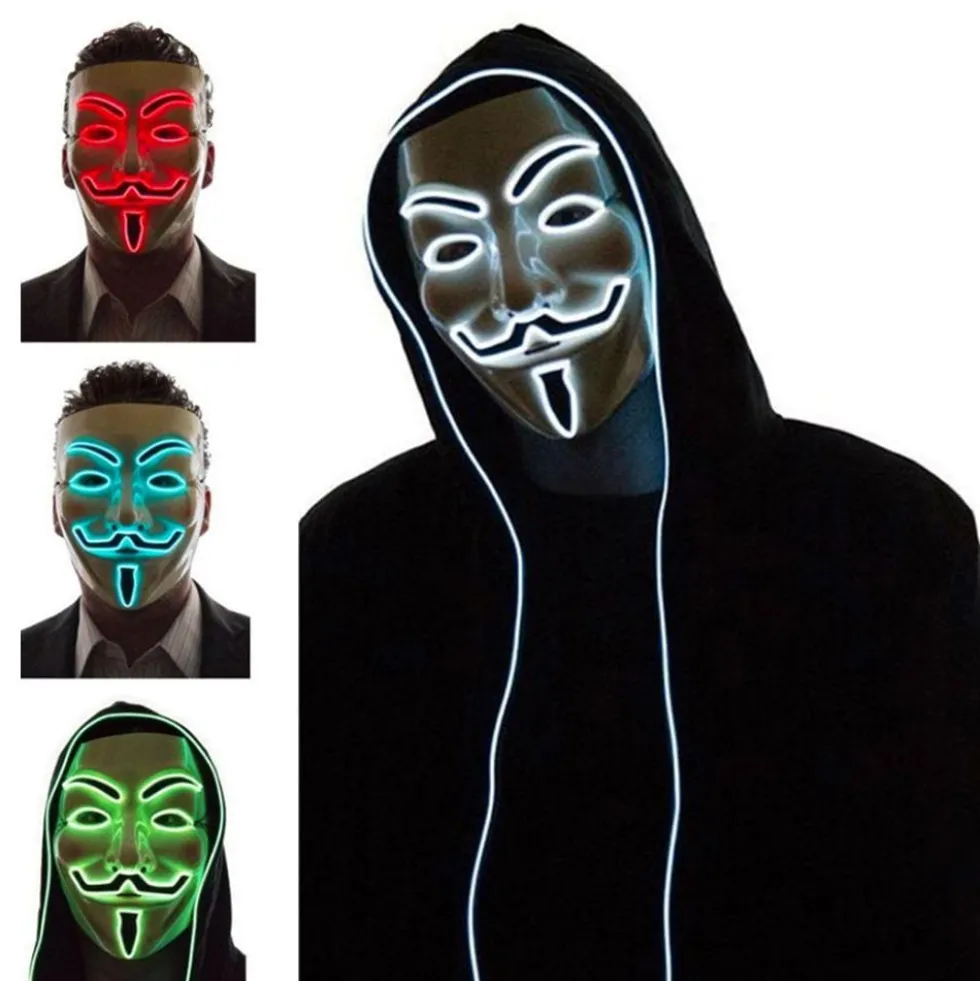 EL Wire V For Vendetta LED Maske