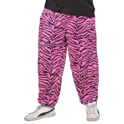 80'er Baggy Bukser Zebra Lyserød