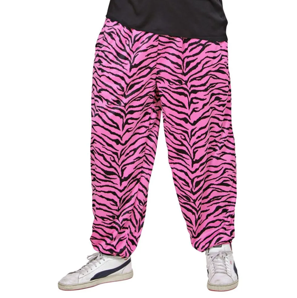 80'er Baggy Bukser Zebra Lyserød