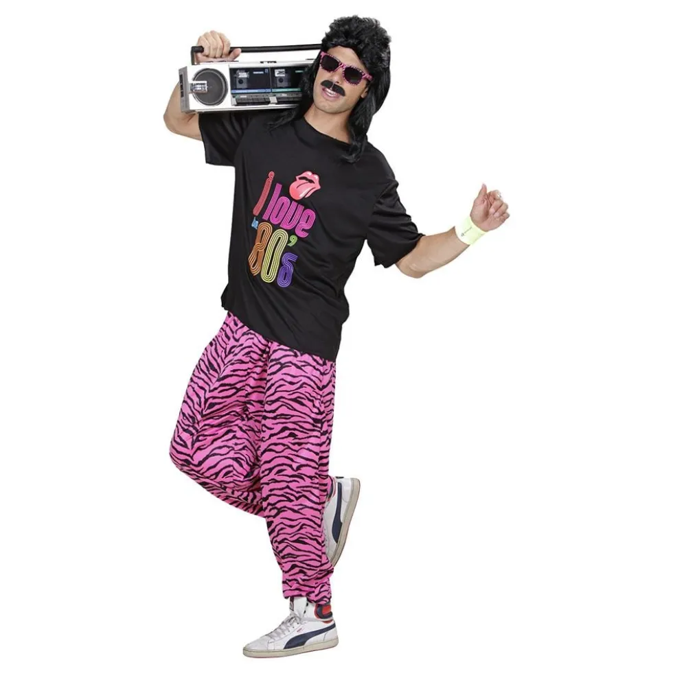 80'er Baggy Bukser Zebra Lyserød