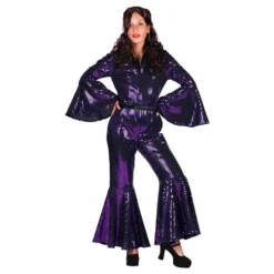 70'er Disco Jumpsuit Lilla Kostume Deluxe