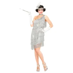 20'er Flapper Kjole Sølv Kostume