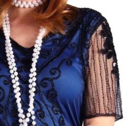 20'er Gatsby Kjole Blå Kostume Deluxe