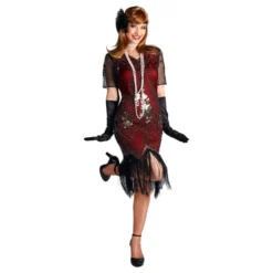 20'er Gatsby Rød Kjole Kostume Deluxe